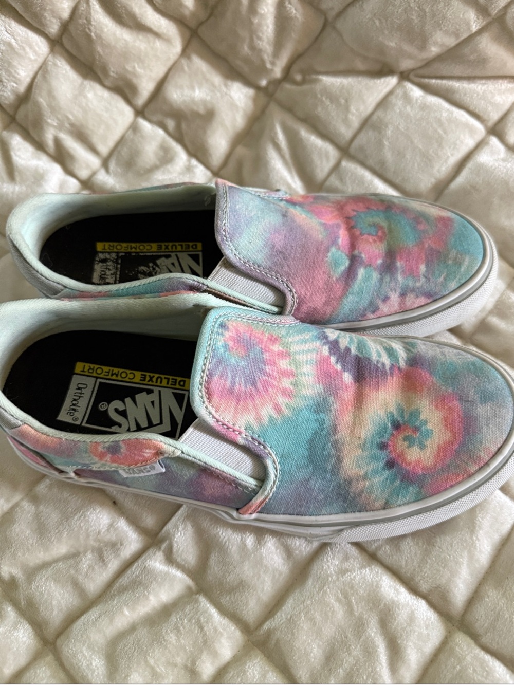 Vans Asher Deluxe Comfort Women’s Slip-On Pastel Tie-Dye Sneakers size 7.5